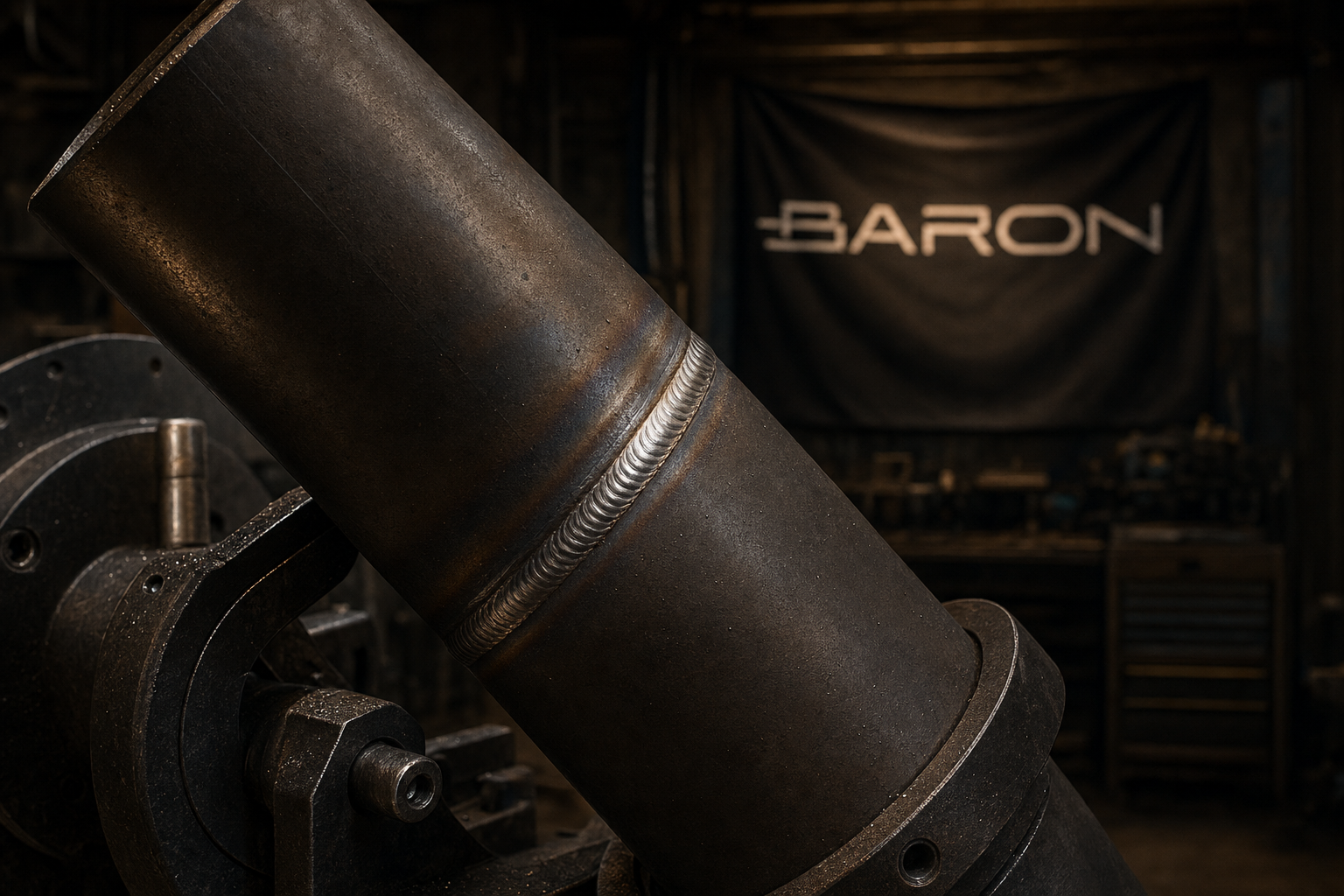 AWS D1.1 6G pipe welder qualification test coupon at Baron Mechanical Weld Testing in Port Arthur, Texas