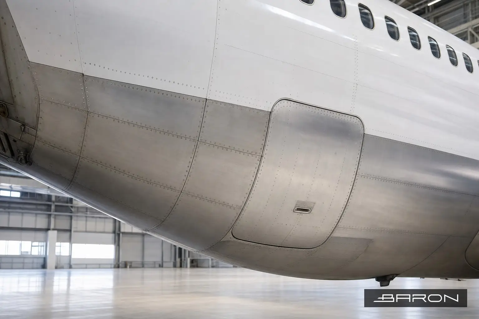 Boeing 737 aft fuselage lap seams above the cargo door inspected with phased array ultrasonic testing