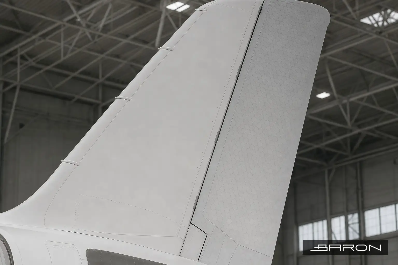 Airbus rudder bonded honeycomb side panel inspected with the ELCH bonding layer test by Baron NDT